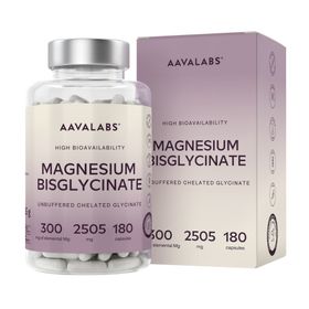 Aavalabs Magnesium Bisglycinat | Hochdosiert 2505 mg, Vegan | 180 Kapseln