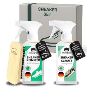 Emma Grün® Schuh-Reinigungsset mit Sneaker Reiniger & Imprägnierspray inkl. Schuhbürste