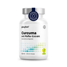 gloryfeel® Curcuma 400 Kapseln - Original indisches Kurkumapulver - 700mg/Kapsel, Curcumin & Piperin