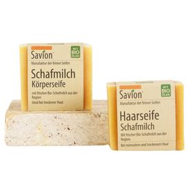 Savion Schafmilch Bio Körper- und Haarseifen 2er Set für empfindliche Kopfhaut