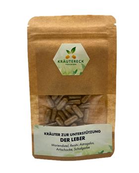 Kräutereck Kräuterkapseln Katze – Leber | mit Mariendistel, Artischocke & mehr