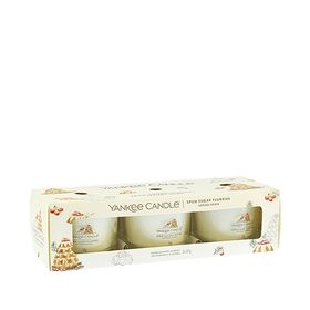 Spun Sugar Flurries Glass Votive Candle Set 3 x