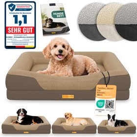 ELONEO Orthopädisches Hundebett, Größe S - Braun