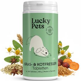 Lucky Pets Gras- & Kotfresser Tabletten für Hunde mit Ulmenrinde, Bentonit & Heilerde
