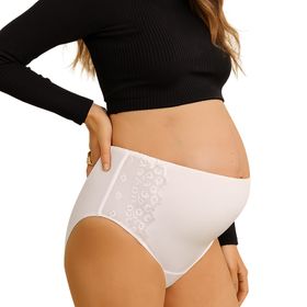 MYSANITY® Umstands-Slip mit hoher Taille aus besticktem Tüll Weiß