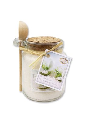 Florex Badesalz Schneerose mit Bio-Schafmilch Glas mit Holzlöffel