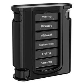 Cepewa Deluxe BLACK EDITION Tablettenbox für 7 Tage – 4 Fächer pro Tag