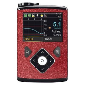 Diasticker® Minimed Sticker inkl. Clip (600/700er-Serie) "Rot Glitzer"