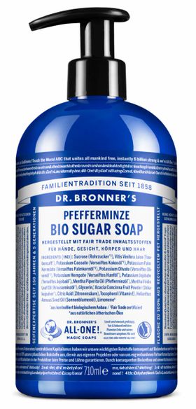 Dr. Bronner's Sugar Soap Flüssigseife Pfefferminz
