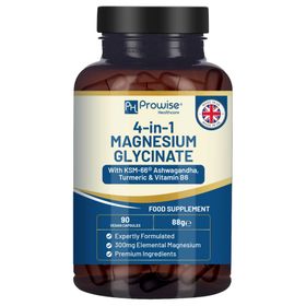 Prowise Healthcare 4-in-1 Magnesiumglycinat mit KSM-66® Ashwagandha, Kurkuma & Vitamin B6