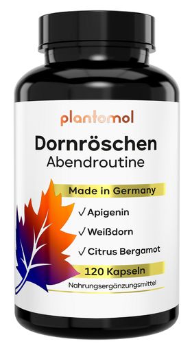 plantomol® Dornröschen Abendroutine Kapseln - Apigenin Bergamotte Extrakt & Weißdorn Extrakt