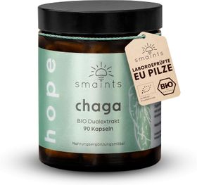 smaints® BIO Chaga Dual-Extrakt Kapseln - 100% aus Bio Anbau in Europa - 90 Stk für 90 Tage