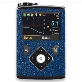 Diasticker® Minimed Sticker inkl. Clip (600/700er-Serie) "Blau Glitzer"