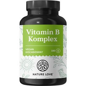 NATURE LOVE® Vitamin B Komplex – 500µg Vit B12 – 180 Kapseln – 8 B-Vitamine B1, 2, 3, 5, 6, 7, 9, 12