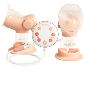 Annabella Elektrische Milchpumpe Doppel mit Zungensimulation, 9 Stufen, Nachtlicht & Still-BH