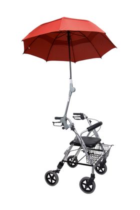 Regen - oder Sonnen - Schirm für Rollatoren und Rollstühle, ROT
