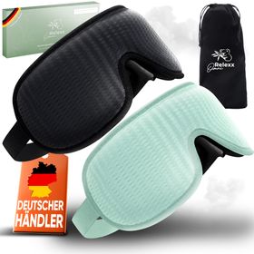 OMNIRELEXX® 2er Set - Atmungsaktive - 3D Schlafmaske (Schwarz/Türkis)