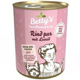 Bettys Landhausküche LHK Dog Rind pur mit Leinöl Nassfutter für ausgewachsene Hunde 6 x 400g