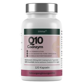 EXVital® Q10 Coenzym Kapseln, hochdosiert 200mg pro Tag, vegan & tierversuchsfrei