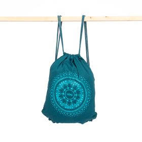 bodhi Turnbeutel GymBag ETHNO MANDALA, petrol mit Print aqua, 100% Baumwolle