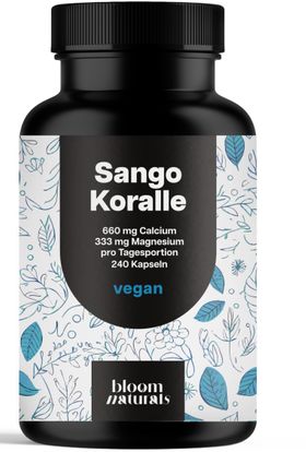 Bloom Naturals Sango Meereskoralle Kapseln Hochdosiert - 240 Kapseln - 80 Tage Vorrat