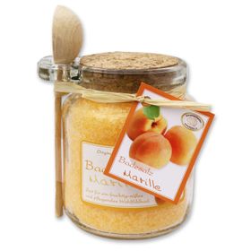 Badesalz Marille im Glas mit Holzlöffel