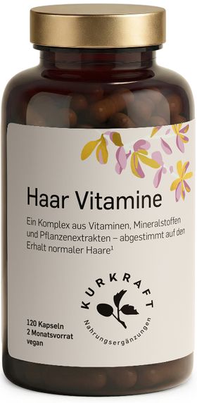 Kurkraft© Haar Vitamine – Biotin, Zink, Selen + Silicium – 120 Kapseln – 2 Monate