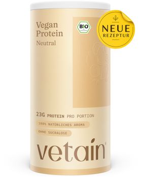 VETAIN Proteinpulver Vegan - Neutral - 23g Eiweiß pro Portion - Ohne Zuckerzusatz - 100% Bio