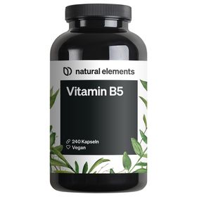 natural elements Vitamin B5 – 240 Kapseln - hochdosierte 500 mg Pantothensäure