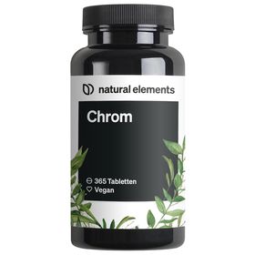 natural elements Chrom aus Chromium Picolinate – hochdosierte 200 mcg Chrom/Tablette – 365 Tabletten