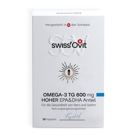 SwissOvit OMEGA-3 TG 600mg, hoher EPA + DHA Anteil für Herz + Gedächtnis
