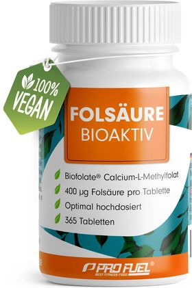 ProFuel - Folsäure BIOAKTIV 400µg - 365 Folsäure Tabletten mit Biofolate® - 365 Kapsel