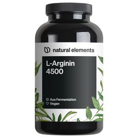 natural elements L-Arginin – 365 Kapseln – 4.500mg L-Arginin HCL/Tagesdosis 3.750mg reines L-Arginin
