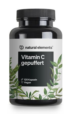 natural elements Vitamin C gepuffert 500mg – 120 Kapseln – magenschonend – pflanzliche Fermentation