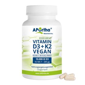 APOrtha® Veganes Vitamin D3 10.000 IE + Vitamin K2 MK-7 Cyclo® 200 µg - Kapseln