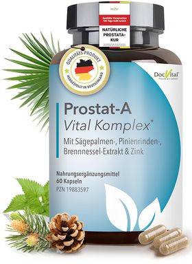 DocVital® Prostata Komplex Kapseln - Sägepalmenextrakt, Kürbiskernextrakt, Zink, Vitamin D3 & mehr