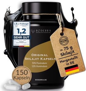 Shilajit 150 Kapseln - 50:1 Extrakt - 50% Fulvin- & 12% Huminsäure - laborgeprüft - BODERRA