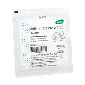 WERO Mullkompresse Wero8, steril, 10 x 10 cm, 2 Stk/Pkg