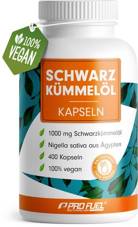 ProFuel - Schwarzkümmelöl Kapseln VEGAN, 1000mg ägyptisches Schwarzkümmelöl pro Tag