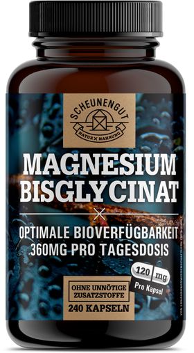 Scheunengut® Magnesiumbisglycinat | 360mg elementares Magnesium pro Tag | chelatiertes Magnesium