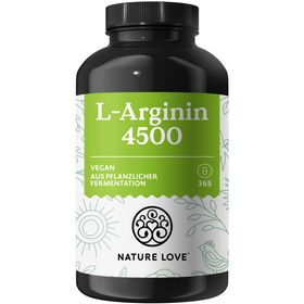 NATURE LOVE® L-Arginin - 365 Kapseln - Hochdosiert: 4500mg HCL (davon 3.750 mg Arginin)/Tagesdosis