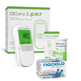 Gcare LIPID Gesamtcholesterin Messsystem mit Teststeifen und Lanzetten und Etui