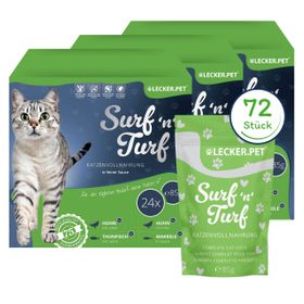 72 x 85 g Lecker.Pet® Surf'n'Turf Pouches Katzenfutter in feiner Sauce Nassfutter - 4 Sorten