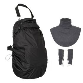 Hoppediz Tragecover Fleece-Cover 3-in-1 mit Regenschutz, Schalkragen & Stulpen