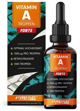ProFuel - Vitamin A Tropfen FORTE | 1000 µg pro Tropfen | 1800 Tropfen | hochdosiert | vegan
