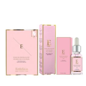 ErthSkin London Rose blossom glow GESICHTSÖL  + Hydro gel augepads + Lip Gloss Plumper set