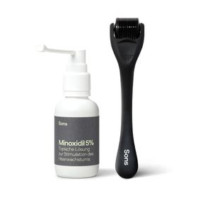 SONS Minoxidil 50mg/ml Lösung für Männer bei Haarausfall - 1 Monat Set mit Derma Roller