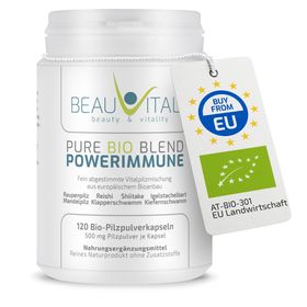 BEAUVITAL® Powerimmune Bio Vitalpilzmischung Kapseln, Cordyceps Reishi Shiitake Hericium Agaricus