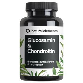 natural elements Glucosamin & Chondroitin – 180 Kapseln – mit Hagebuttenextrakt & Vitamin C