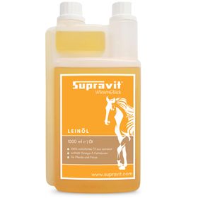 Supravit Leinöl Pferde & Hunde 1 Liter frisches Leinsamenöl kaltgepresst | Für glänzendes Fell